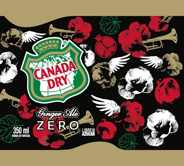 Etiqueta Ginger Ale Zero con amapolas